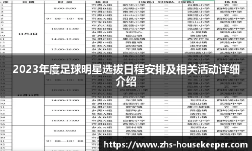 2023年度足球明星选拔日程安排及相关活动详细介绍